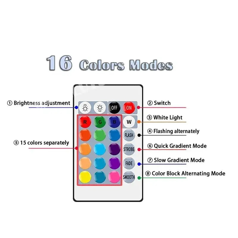 RGB LED Smart Bulb E27 220V – 16 Colors with Remote Control, Dimmable Multicolor Light
