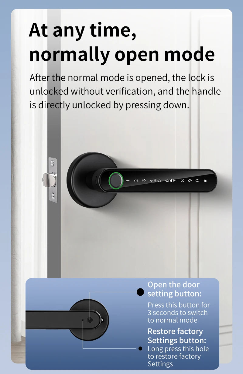 Fingerprint Door Lock Tuya Smart | Electronic Smart Lock with Fingerprint, Password, Key, Card & Tuya App Unlock