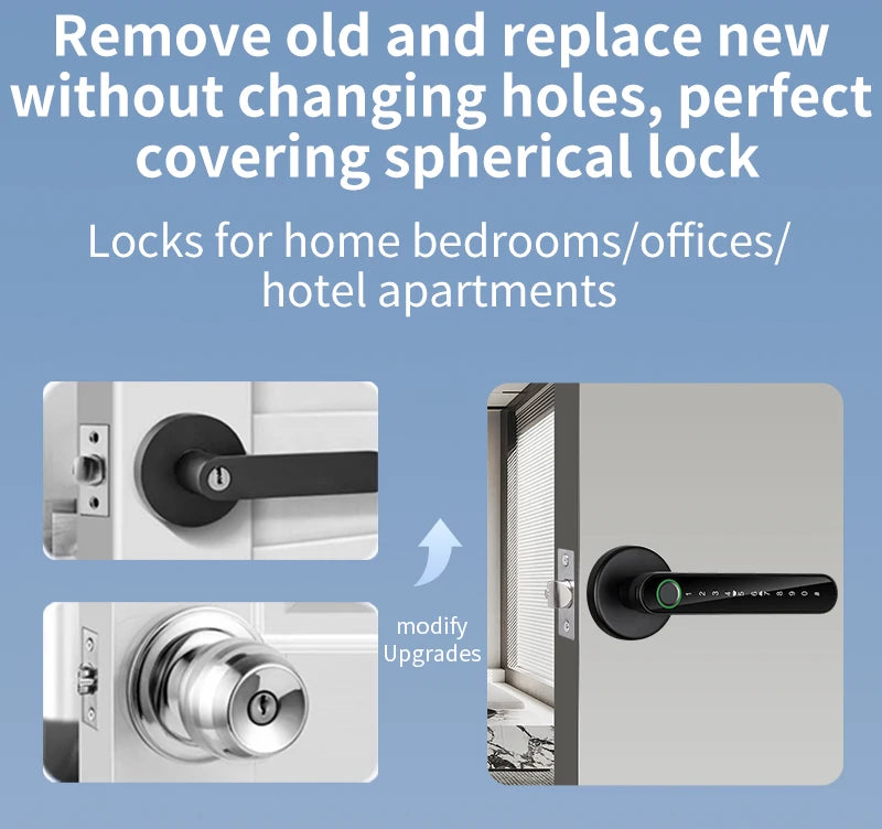 Fingerprint Door Lock Tuya Smart | Electronic Smart Lock with Fingerprint, Password, Key, Card & Tuya App Unlock