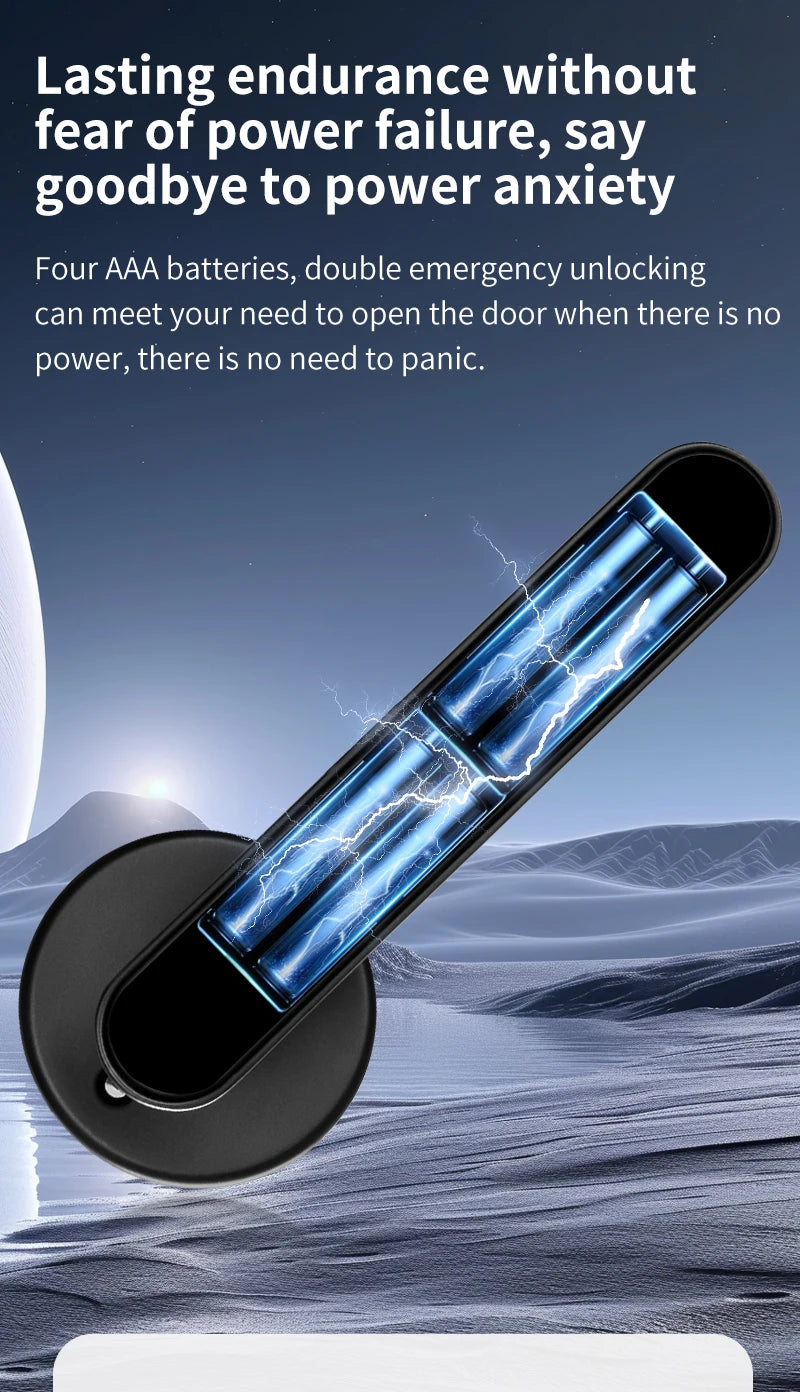 Fingerprint Door Lock Tuya Smart | Electronic Smart Lock with Fingerprint, Password, Key, Card & Tuya App Unlock