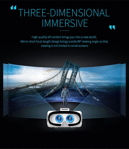3D Virtual Reality Glasses Headset for Mobile Phones | VR Goggles for Smartphones with Binocular Lens