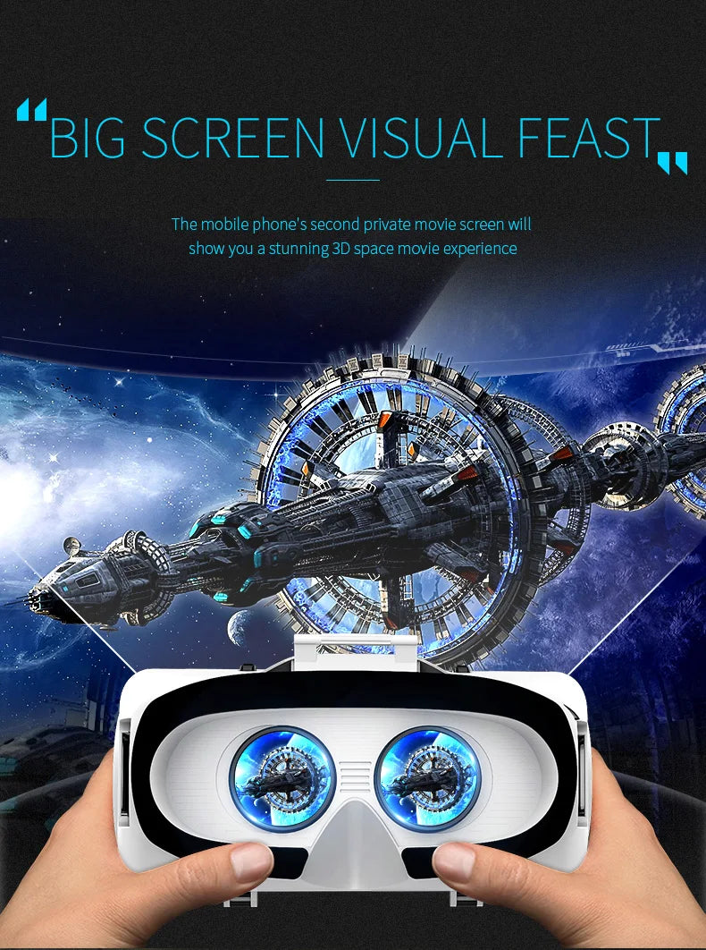 3D Virtual Reality Glasses Headset for Mobile Phones | VR Goggles for Smartphones with Binocular Lens