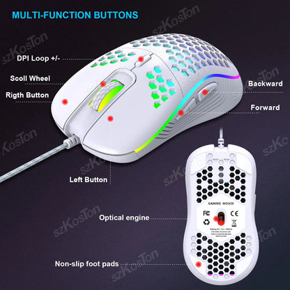 Wired Gaming Mouse with RGB Backlight | 7200 DPI Adjustable USB Ergonomic Mouse for PC & Laptop Gamers