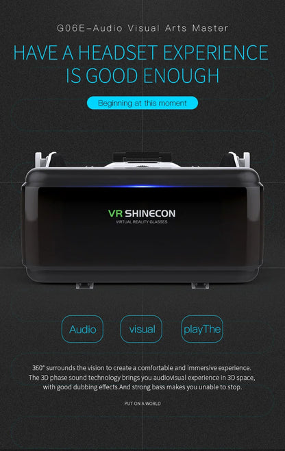 3D Virtual Reality Glasses Headset for Mobile Phones | VR Goggles for Smartphones with Binocular Lens