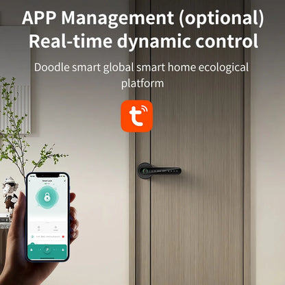 Fingerprint Door Lock Tuya Smart | Electronic Smart Lock with Fingerprint, Password, Key, Card & Tuya App Unlock