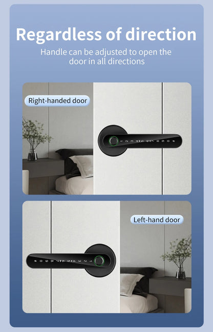 Fingerprint Door Lock Tuya Smart | Electronic Smart Lock with Fingerprint, Password, Key, Card & Tuya App Unlock