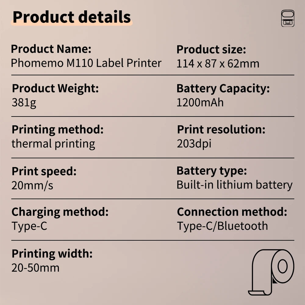 Phomemo M110 Portable Label Printer