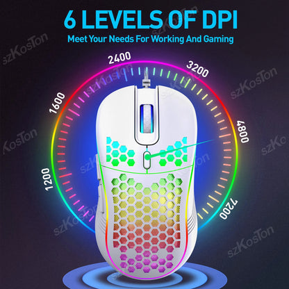 Wired Gaming Mouse with RGB Backlight | 7200 DPI Adjustable USB Ergonomic Mouse for PC & Laptop Gamers