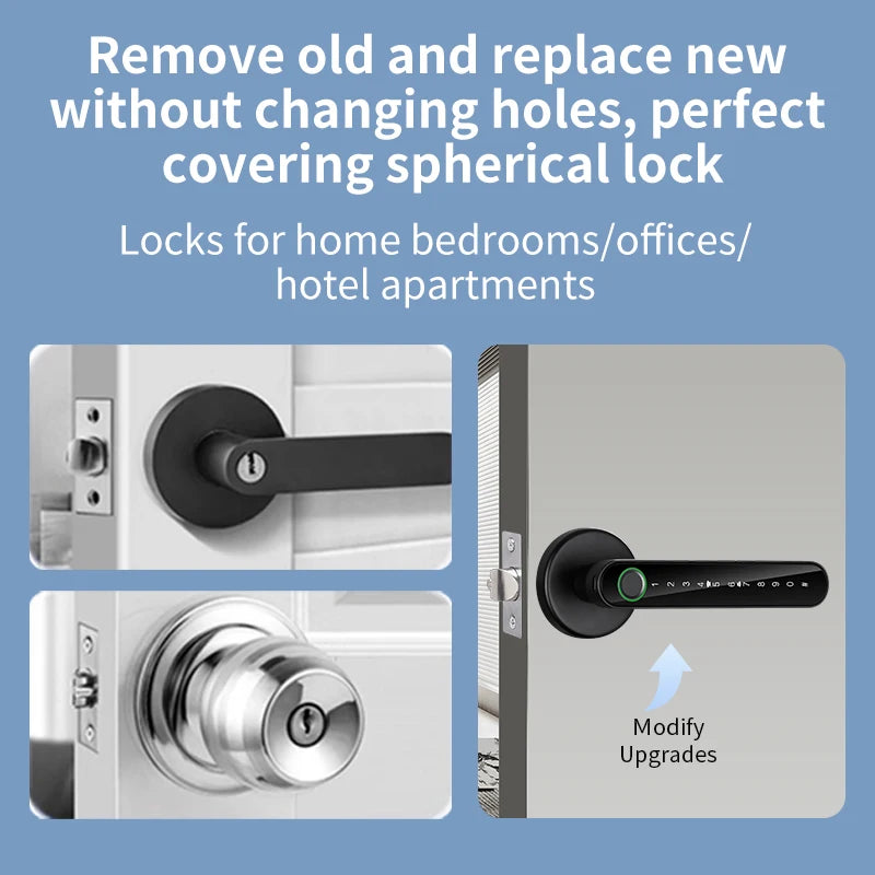 Fingerprint Door Lock Tuya Smart | Electronic Smart Lock with Fingerprint, Password, Key, Card & Tuya App Unlock