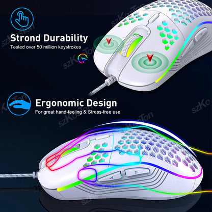 Wired Gaming Mouse with RGB Backlight | 7200 DPI Adjustable USB Ergonomic Mouse for PC & Laptop Gamers
