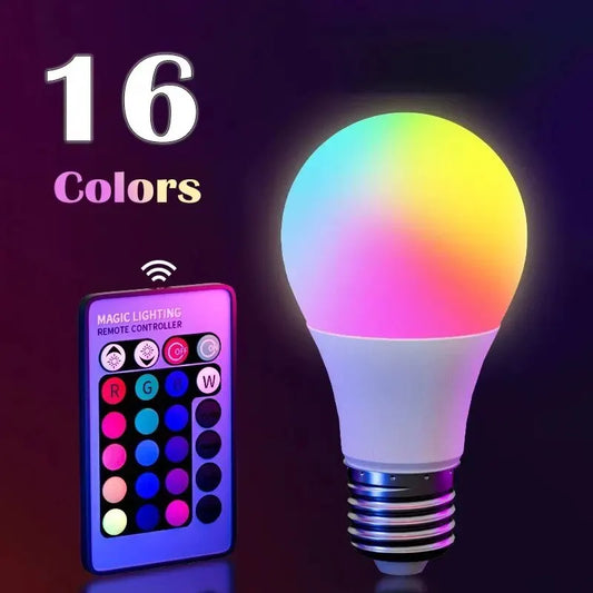 RGB LED Smart Bulb E27 220V – 16 Colors with Remote Control, Dimmable Multicolor Light